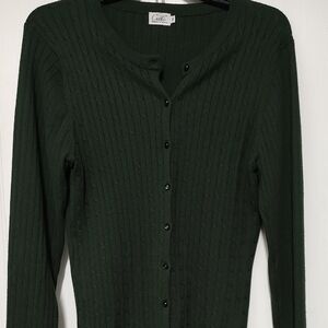 Cielo Deep Green Ribbed Cardigan